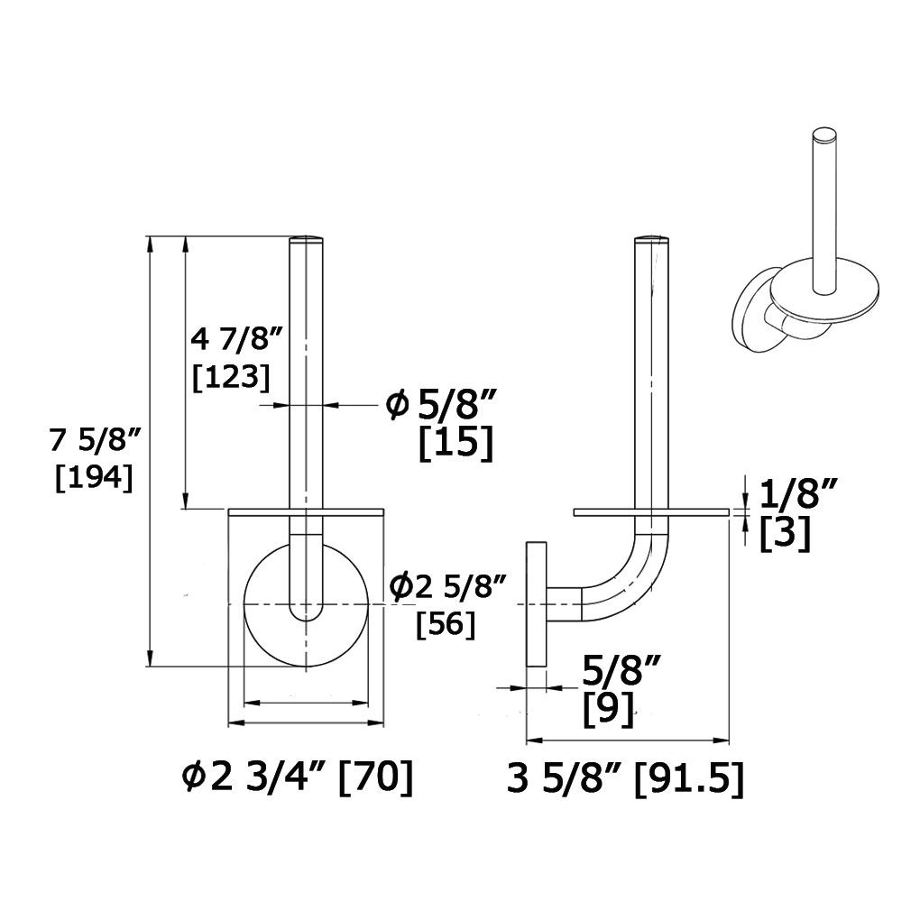 Laloo 5305BN Extra Roll Paper Holder Brushed Nickel 3