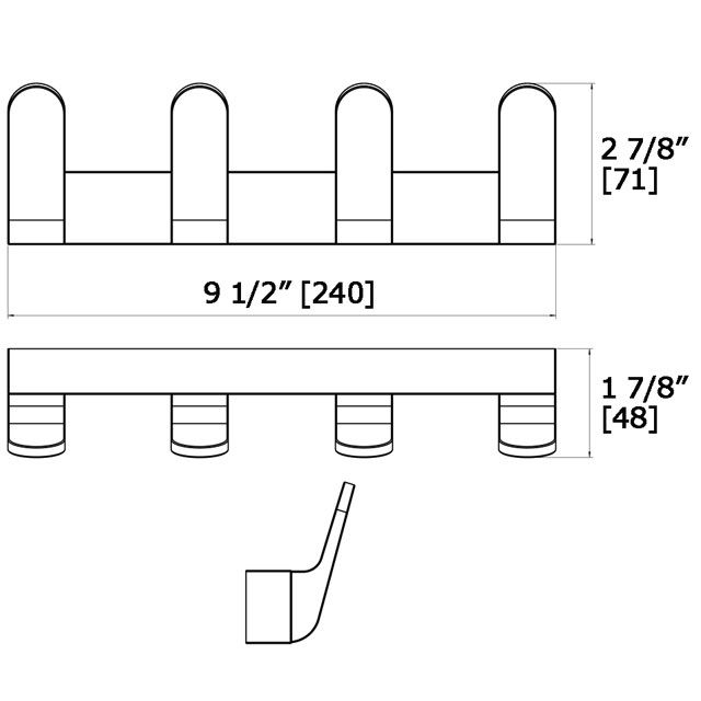 Laloo 7116-4PN Quad Hook Strip Polished Nickel 3