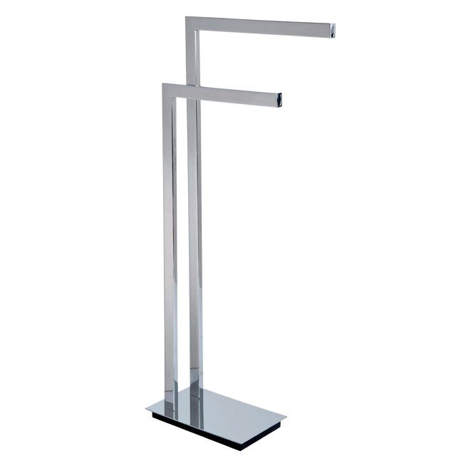 Laloo 9000BN Floor Stand Double Towel Bar Brushed Nickel 1