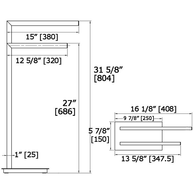 Laloo 9000PN Floor Stand Double Towel Bar Polished Nickel 3