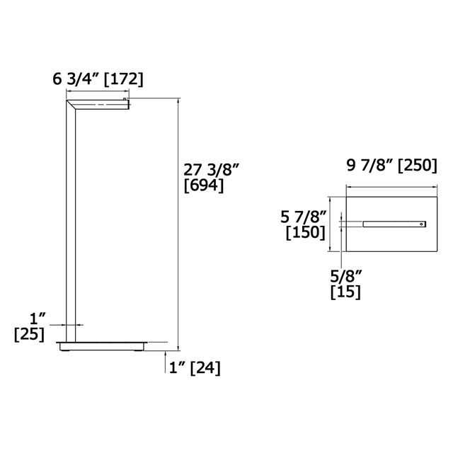 Laloo 9001NGD Floor Stand Paper Holder Polished Gold 3