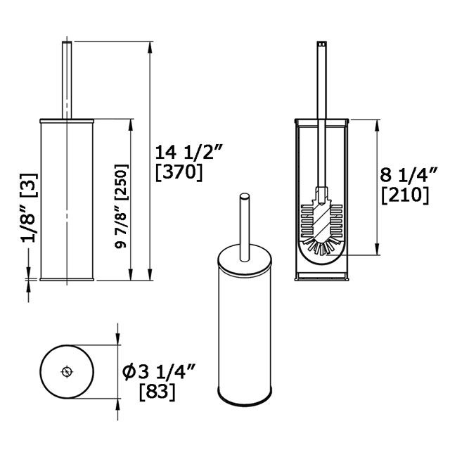 Laloo 9301C Bowl Brush And Holder Floor Model Chrome 3