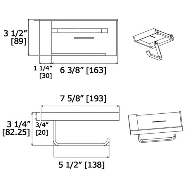 Laloo 9200C Paper Holder With Shelf Chrome 3