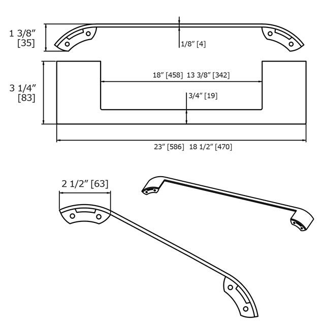 Laloo R3018MB Radius Single Towel Bar Matte Black 3