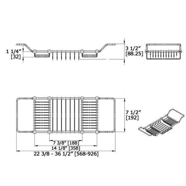 Laloo 9124C Wire Tub Caddy Chrome 2