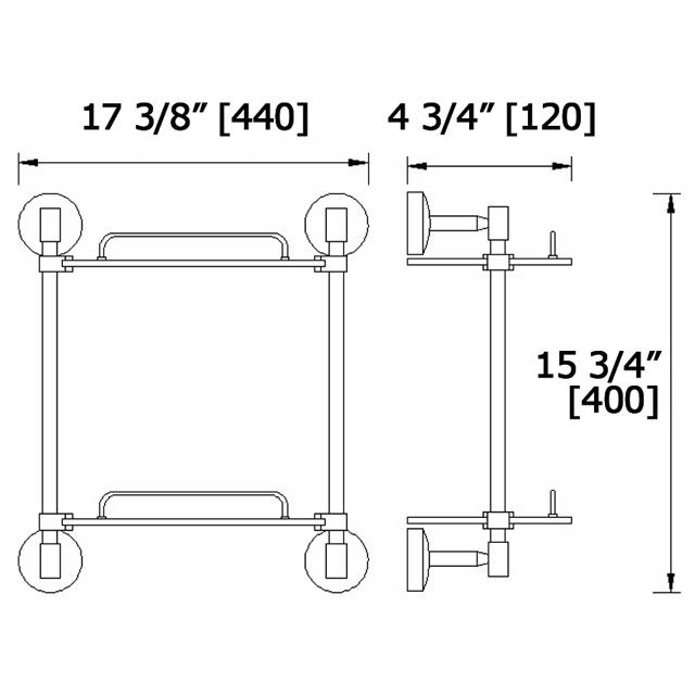 Laloo CR3852C Classic R Double Glass Shelf Chrome 2