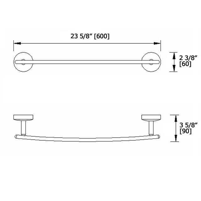 Laloo CR3824BN Classic R Single Towel Bar Brushed Nickel 3