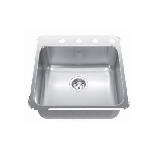 Kindred QSL2020 20 x 20 Single Bowl 20 Gauge Kitchen Sink 3 Holes 1