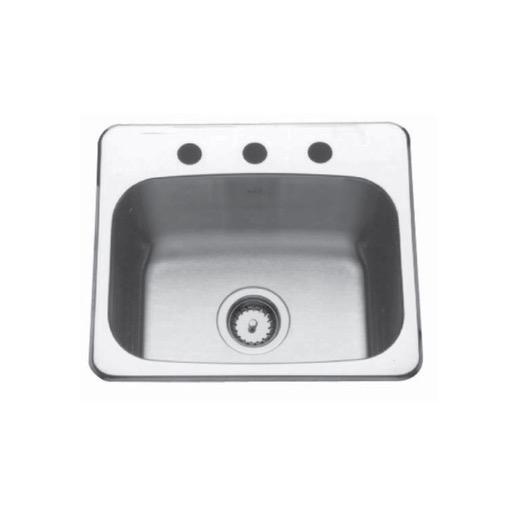 Kindred QSL1719-8-3 Single Bowl Ledgeback 20 Gauge 3 Faucet Holes 1