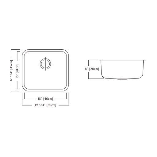 Kindred QSUA1820/8 Single Bowl Undermount 20 Gauge 2