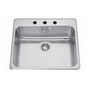 Kindred QSLA2225/8 22 x 25 Single Bowl 20 Gauge Sink 3 Holes 1