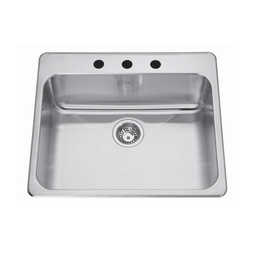 Kindred QSLA2225/8 22 x 25 Single Bowl 20 Gauge Sink 1 Hole 1