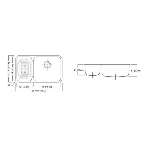 Kindred QCUA1831L/8 31 x 18 Double Bowl Kitchen Sink 2