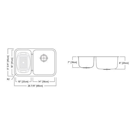 Kindred QCUA1827R/8 27 x 18 Double Bowl Kitchen Sink 2