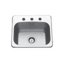 Kindred QSL1719-8-2 Single Bowl Ledgeback 20 Gauge 2 Faucet Holes 1