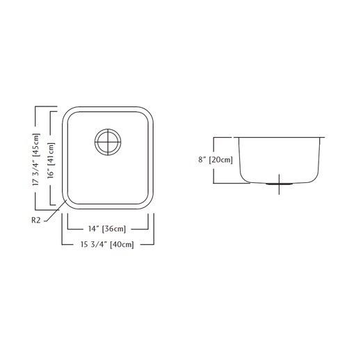 Kindred QSUA1816/8 Single Bowl Undermount 20 Gauge 2