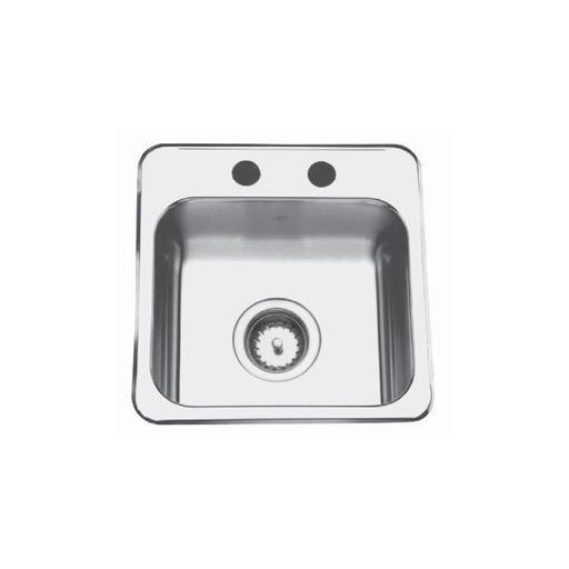 Kindred QSL1515-6-1 Single Bowl Ledgeback 20 Gauge 1 Faucet Hole 1