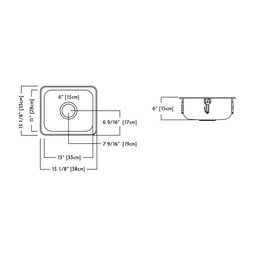 Kindred QS1315/6 13 x 15 Single Bowl Prep Sink 2