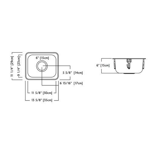 Kindred QS1113/6 11 x 13 Single Bowl Bar Sink 2