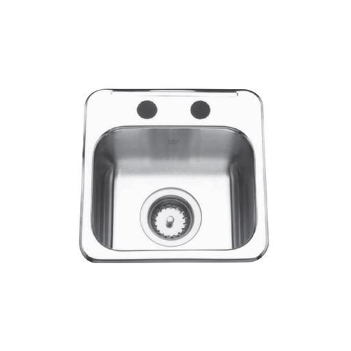 Kindred QSL1313-6-2 Single Bowl 20 Gauge 2 Faucet Holes 1