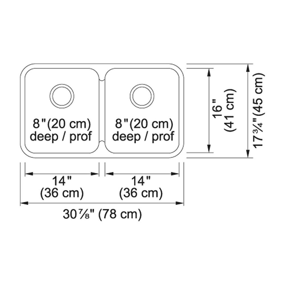 Kindred QDUA1831-8 Double Bowl Undermount 20 Gauge Stainless Steel 2