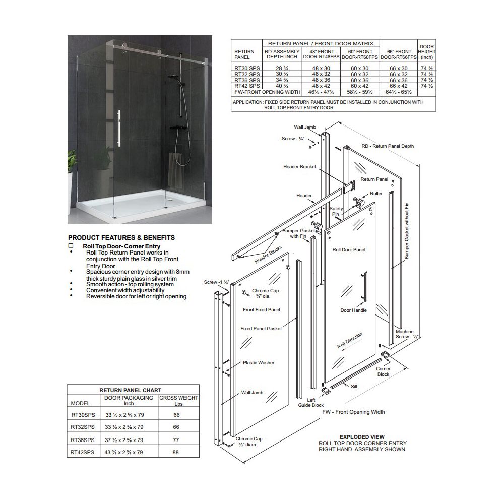 Mirolin RT60BTPS Roll Top Door Plain Silver 2