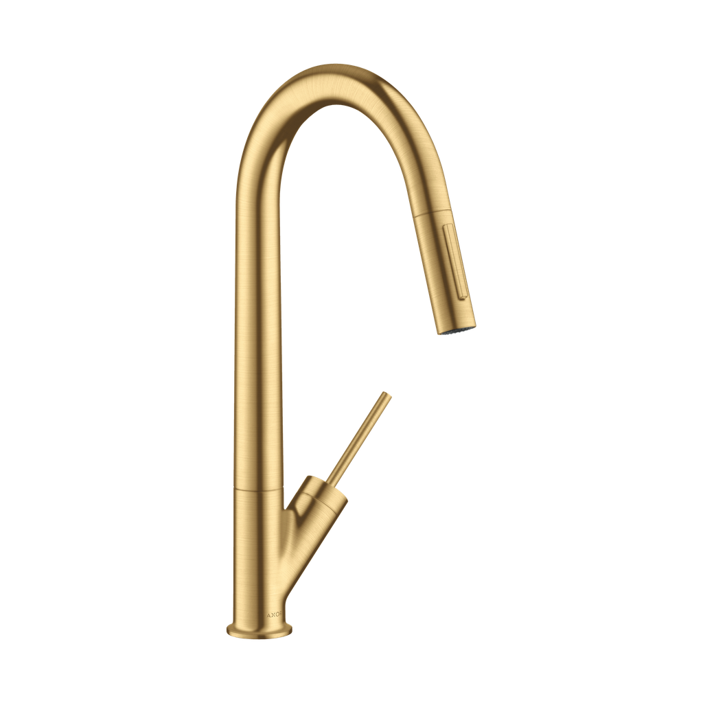 Hansgrohe 10821251 Axor Starck HighArc 2-Spray Pull Down Kitchen Faucet Brushed Gold Optic