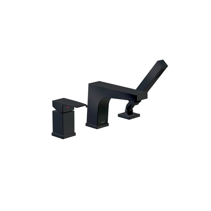 ALT 20772 Riga 3 Piece Deckmount Tub Filler With Handshower Electro Black