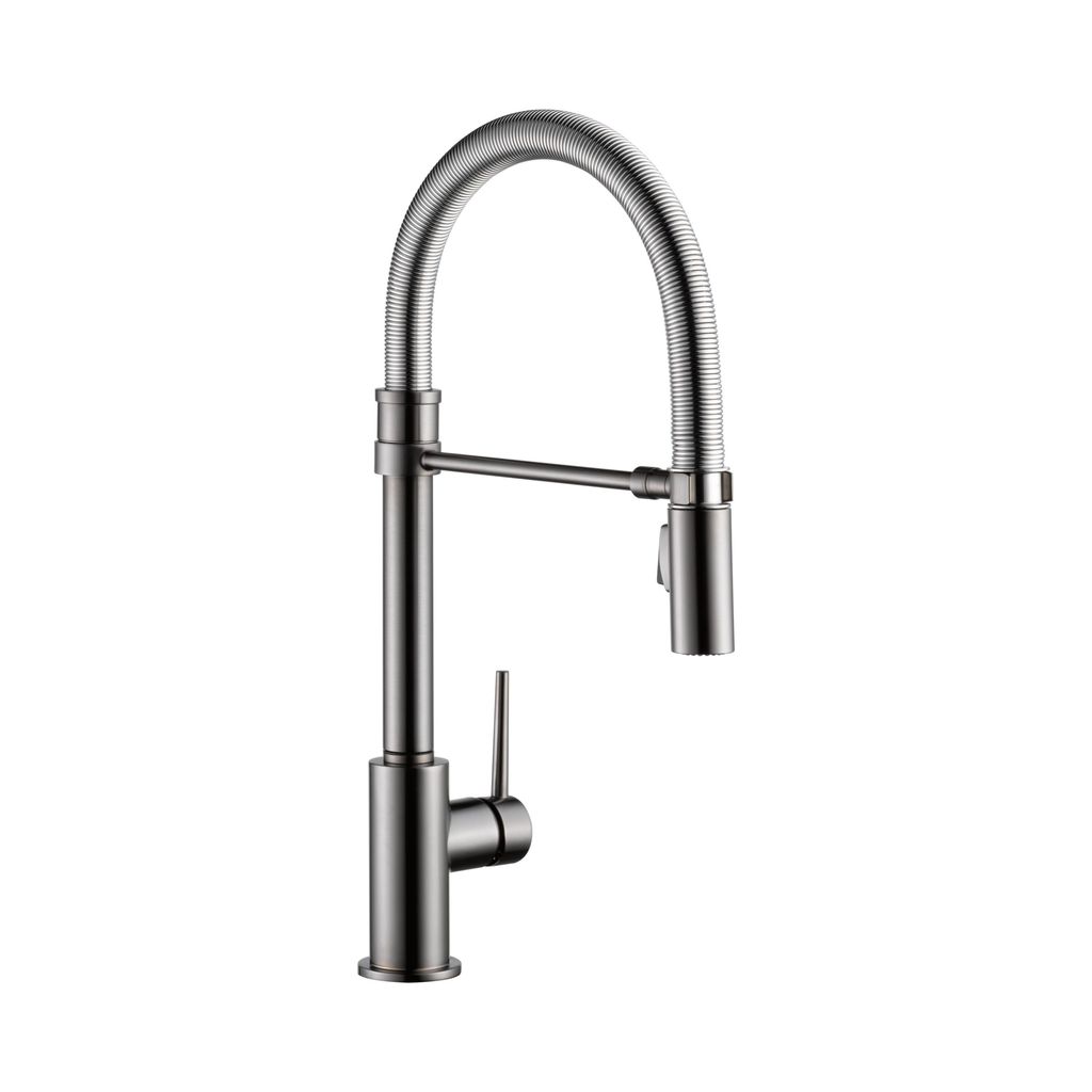 Delta 9659 Trinsic Pro Single Handle Pull Down Kitchen Faucet Spring Spout Black Stainless