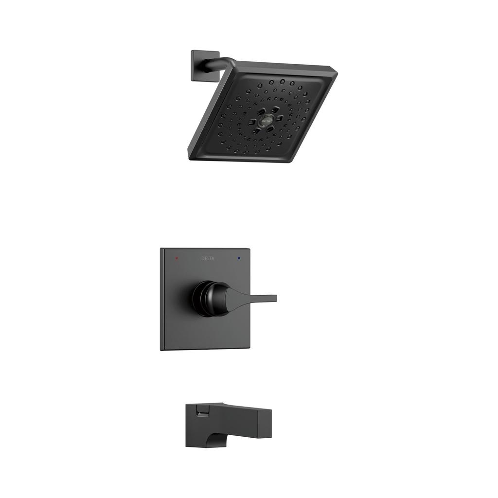 Delta T14474 Zura 14 Series Multi Choice H2Okinetic Tub Shower Trim Matte Black