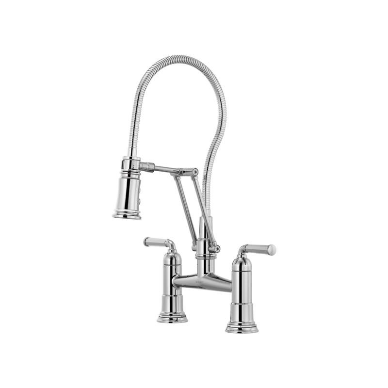 Brizo 62174LF Rook Articulating Bridge Faucet With Finished Hose Chrome