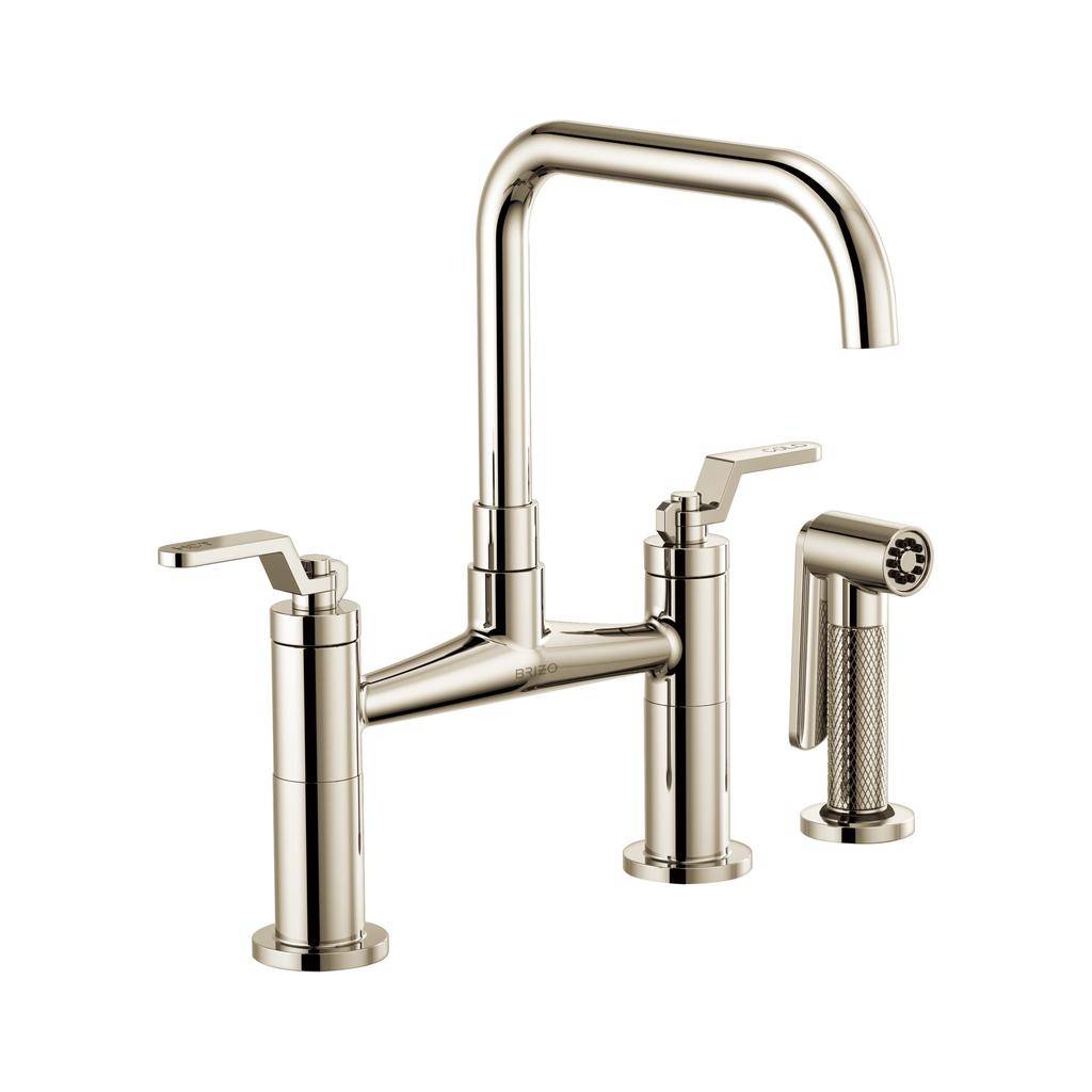 Brizo 62554LF Litze Bridge Faucet Square Spout Polished Nickel