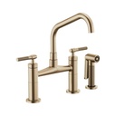 Brizo 62563LF Litze Bridge Faucet Angled Spout Knurled Handle Luxe Gold