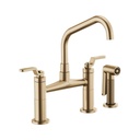 Brizo 62564LF Litze Bridge Facuet With Angled Spout Industrial Handle Luxe Gold