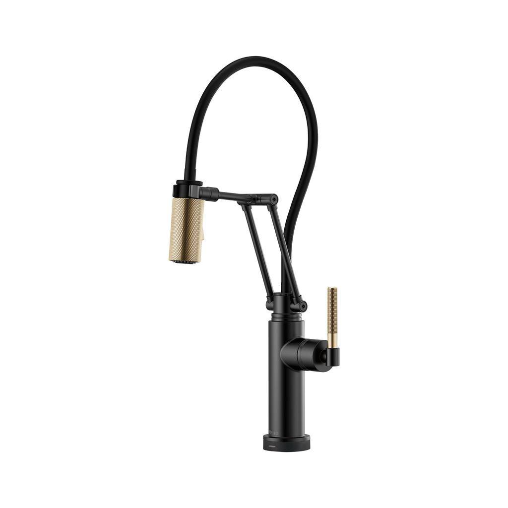 Brizo 64243LF Litze Smart Touch Articulating Faucet Luxe Gold Matte Black