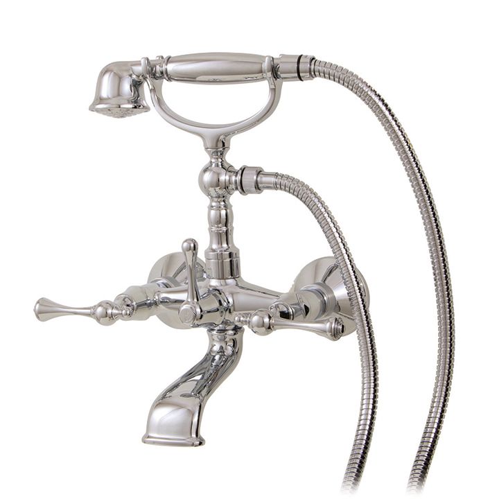 Aquabrass 7304 Regency Wallmount Cradle Tub Filler With Handshower Brushed Nickel