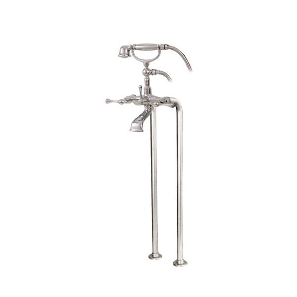 Aquabrass 7386 Regency Cradle Tub Filler With Handshower And Floor Risers Brushed Nickel