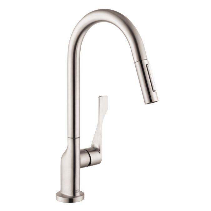 Hansgrohe 39835801 Axor Citterio Higharc Kitchen Faucet 2-Spray Pull-Down 1.75 Gpm Steel Optik