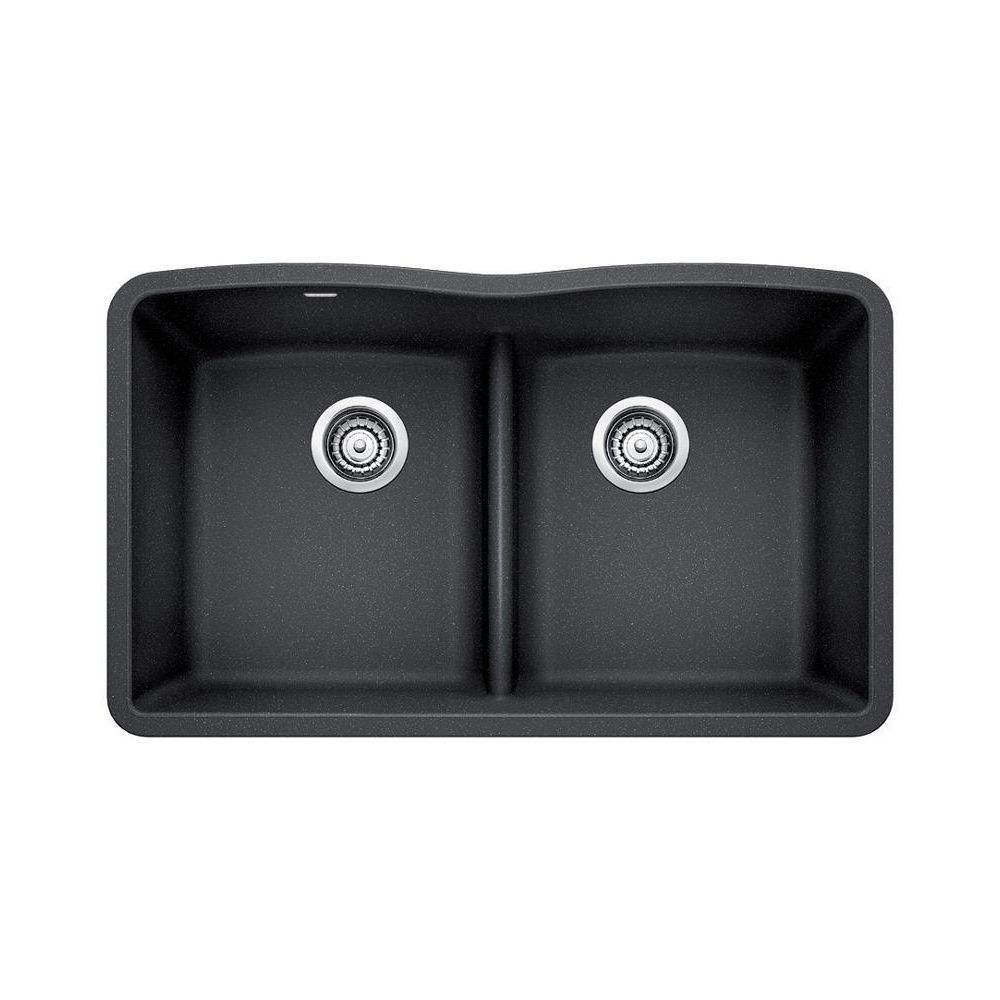 Blanco 401834 Diamond U 2 Low Divide Double Undermount Kitchen Sink