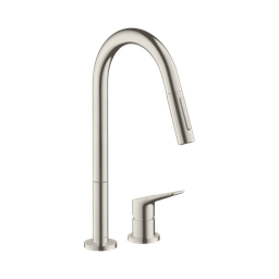 [HAN-34813801] Hansgrohe 34813801 Axor Citterio 2-Hole Single Handle Kitchen Faucet Steel Optic Finish