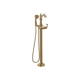 [DEL-T4797-CZFL-LHP] Delta T4797 Cassidy Traditional Floor Mount Tub Filler Trim Less Handle Champagne Bronze