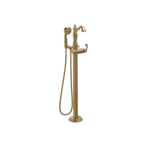 [DEL-T4797-CZFL-LHP] Delta T4797 Cassidy Traditional Floor Mount Tub Filler Trim Less Handle Champagne Bronze