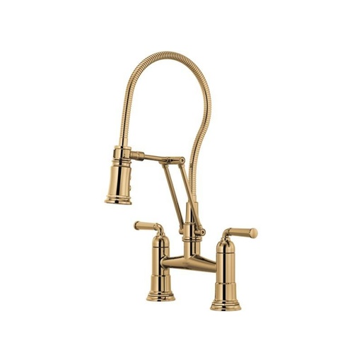 [BRI-62174LF-PG] Brizo 62174LF Rook Articulating Bridge Faucet With Finished Hose Polished Gold