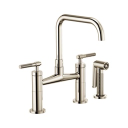 [BRI-62553LF-PN] Brizo 62553LF Litze Bridge Faucet Square Spout Knurled Handle Polished Nickel