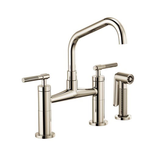 [BRI-62563LF-PN] Brizo 62563LF Litze Bridge Faucet Angled Spout Knurled Handle Polished Nickel