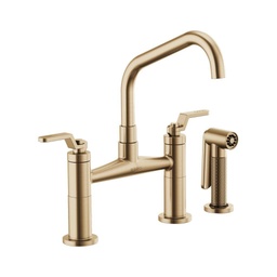 [BRI-62564LF-GL] Brizo 62564LF Litze Bridge Facuet With Angled Spout Industrial Handle Luxe Gold