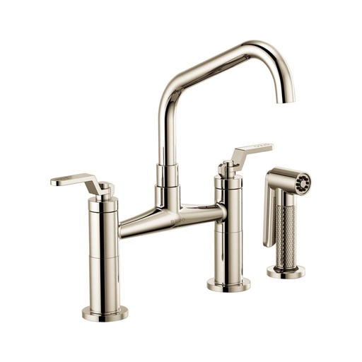 [BRI-62564LF-PN] Brizo 62564LF Litze Bridge Facuet With Angled Spout Industrial Handle Polished Nickel