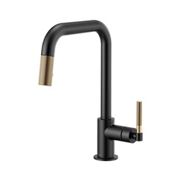 [BRI-63053LF-BLGL] Brizo 63053LF Litze Pull Down Square Spout Knurled Handle Faucet Luxe Gold Matte Black