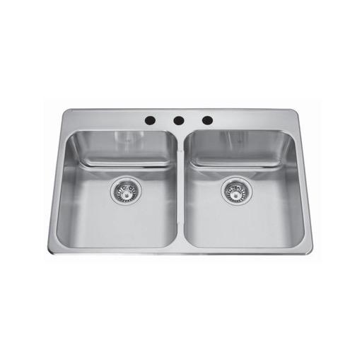 [KIN-QDLA2233-8-1] Kindred QDLA2233/8 33 x 22 Double Bowl Drop In Sink 1 Hole