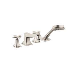 [HAN-31449821] Hansgrohe 31449821 Metropol Classic 4 Hole Roman Tub Set Trim Cross Handles Brushed Nickel